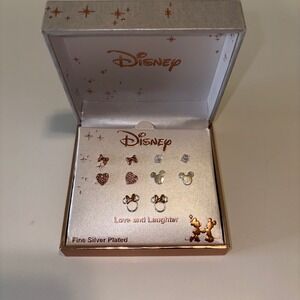 Disney Love and Laughter Fine Silver Plated 5 Earring Set Mickey Minnie Mouse
